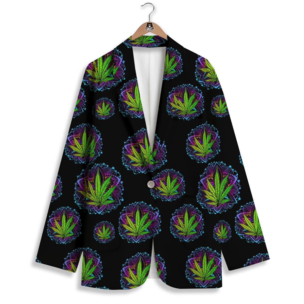 Weed Leaf Trippy Print Pattern Women's Blazer-grizzshop
