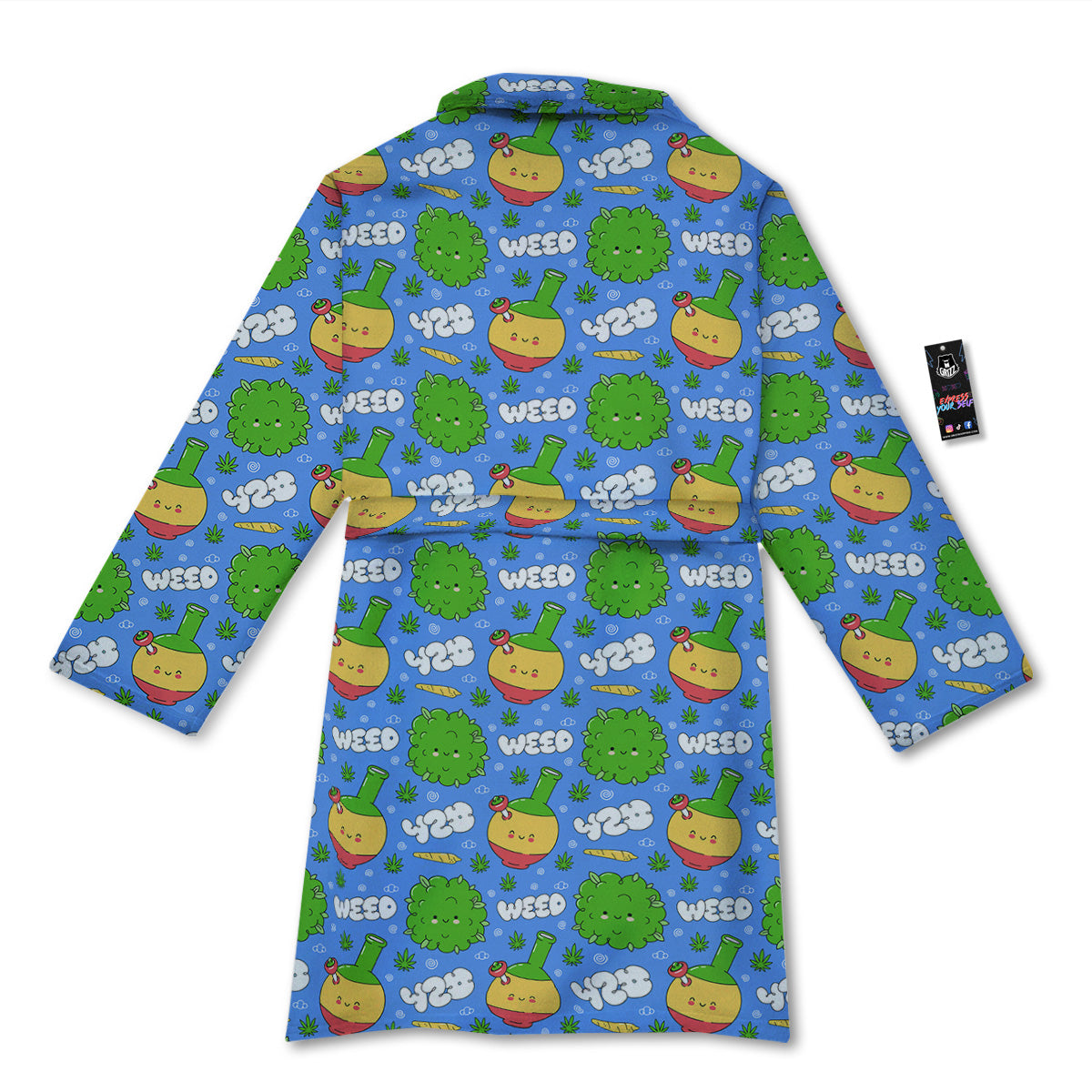 Weed Marijuana Cartoon Print Pattern Bathrobe-grizzshop