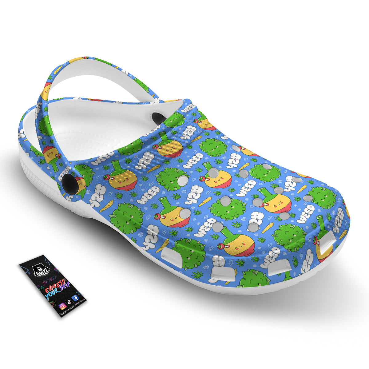 Weed Marijuana Cartoon Print Pattern Clog-grizzshop