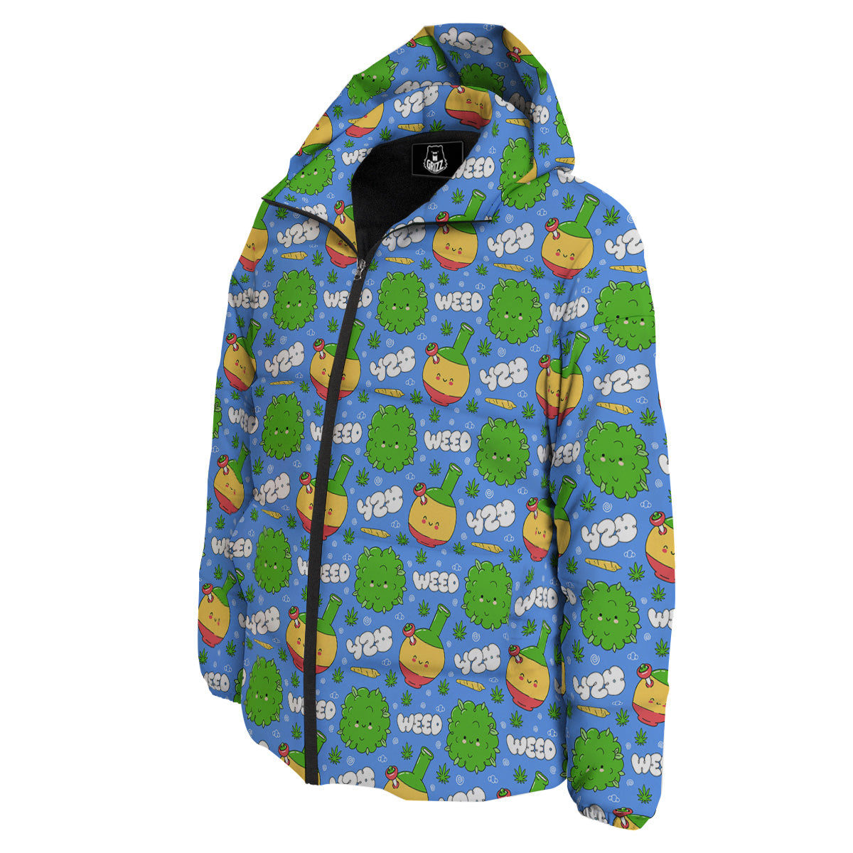 Weed Marijuana Cartoon Print Pattern Down Jacket-grizzshop
