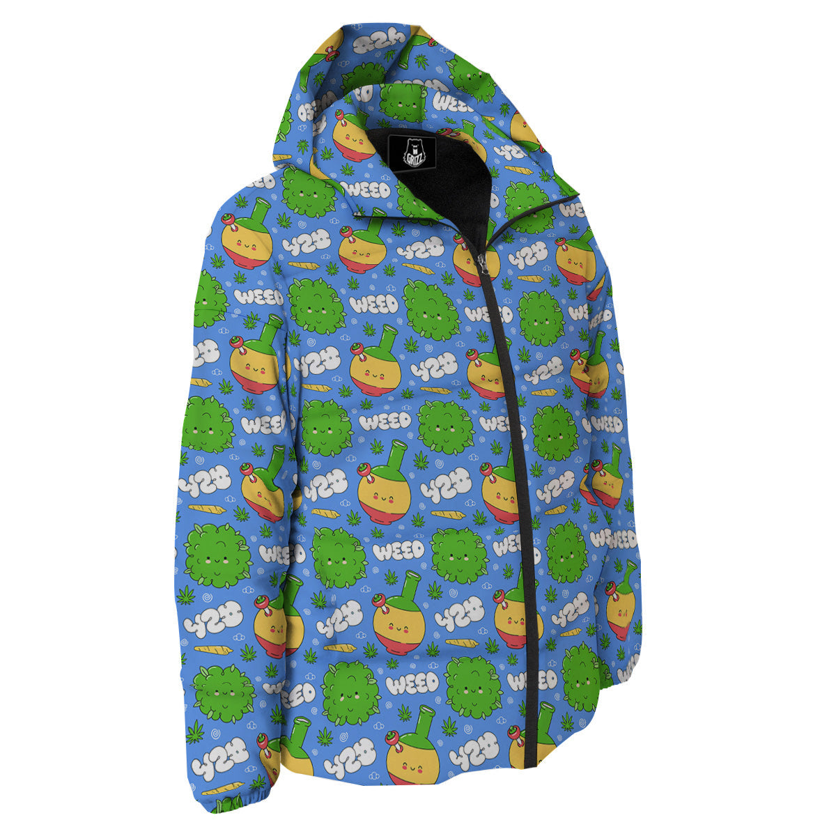Weed Marijuana Cartoon Print Pattern Down Jacket-grizzshop