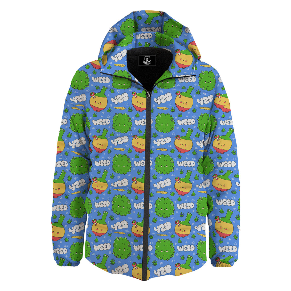 Weed Marijuana Cartoon Print Pattern Down Jacket-grizzshop