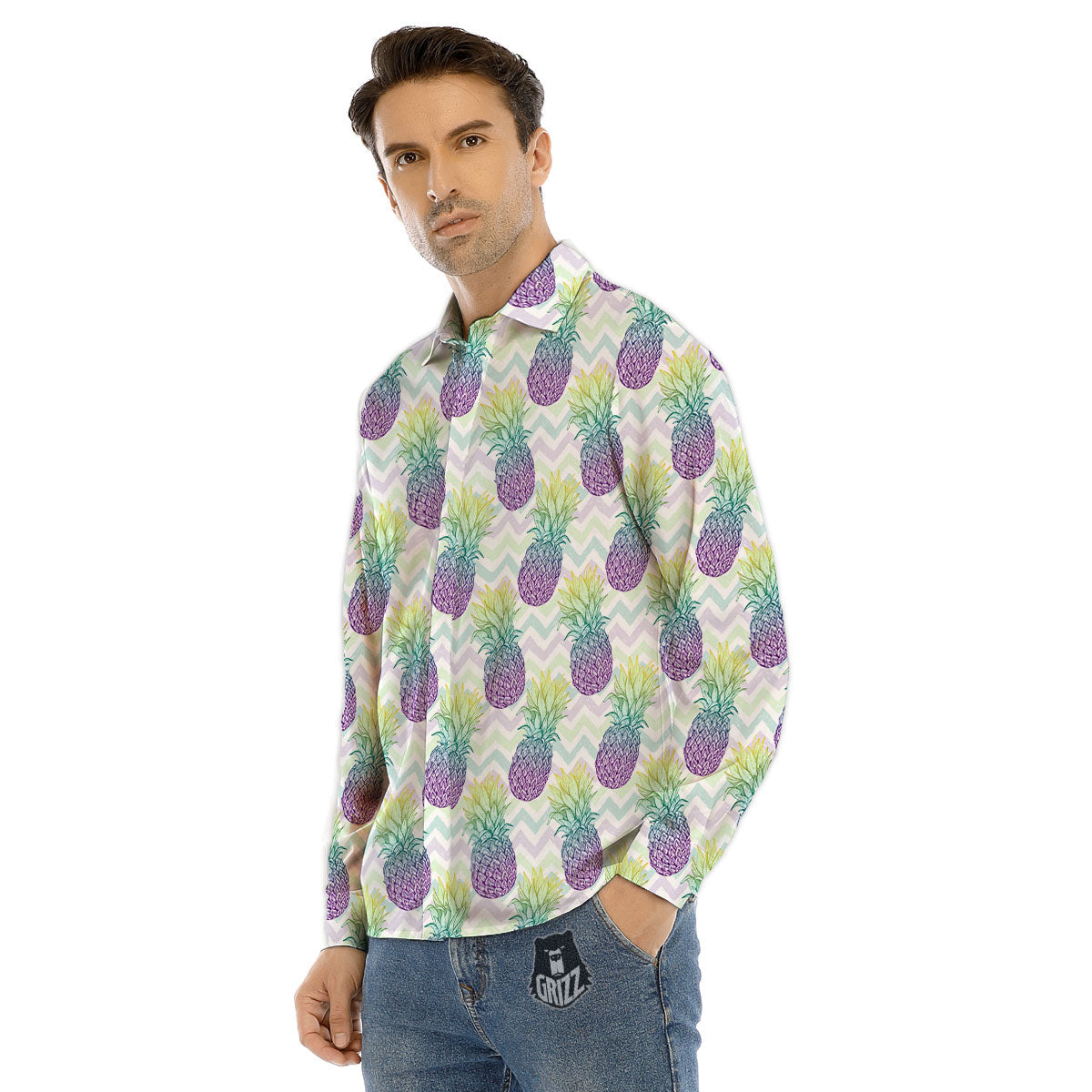 Weed Marijuana Cartoon Print Pattern Men's Dress Shirts-grizzshop