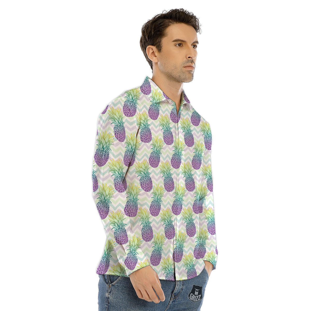 Weed Marijuana Cartoon Print Pattern Men's Dress Shirts-grizzshop