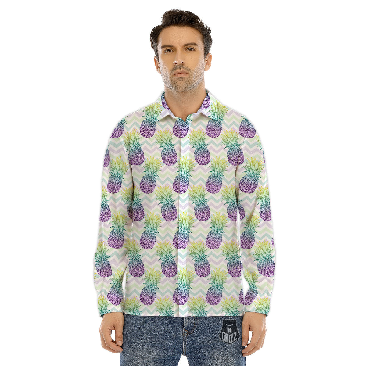 Weed Marijuana Cartoon Print Pattern Men's Dress Shirts-grizzshop