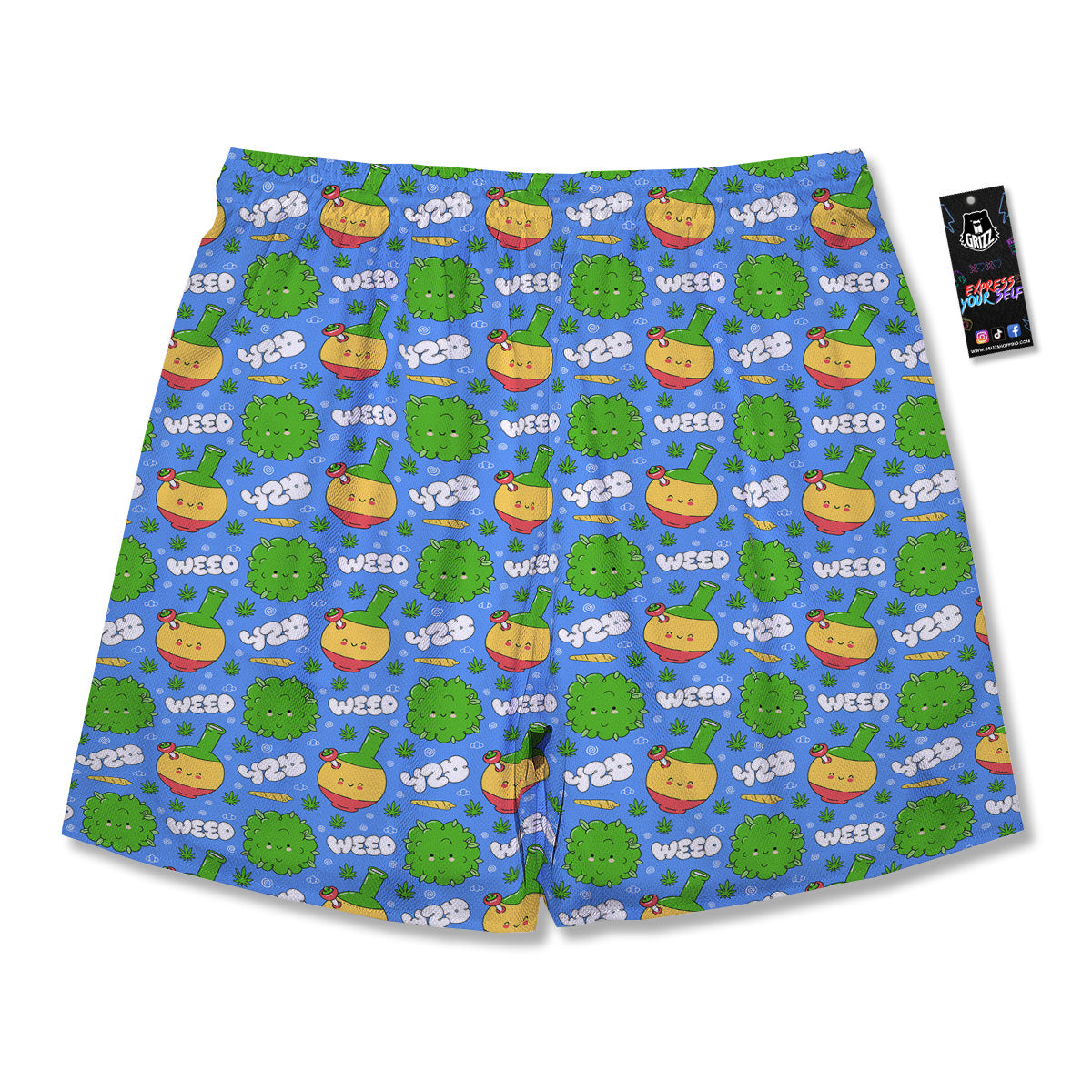 Weed Marijuana Cartoon Print Pattern Men's Running Shorts-grizzshop
