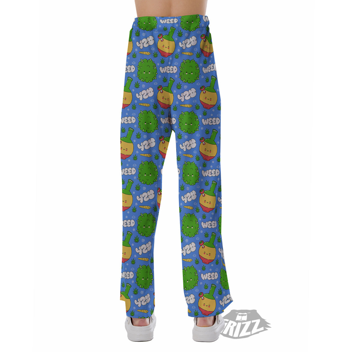 Weed Marijuana Cartoon Print Pattern Pajama Pants-grizzshop