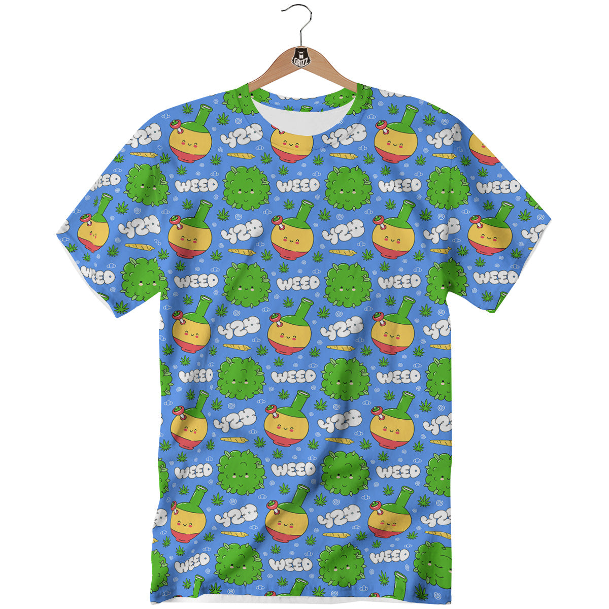 Weed Marijuana Cartoon Print Pattern T-Shirt-grizzshop