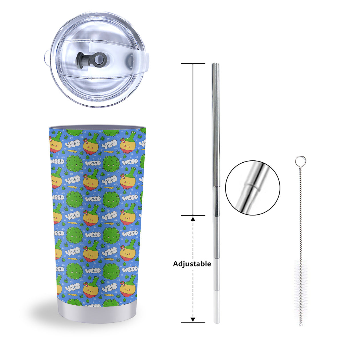 Weed Marijuana Cartoon Print Pattern Tumbler-grizzshop