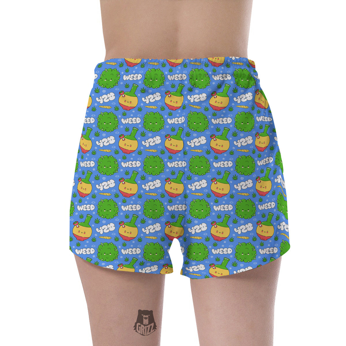 Weed Marijuana Cartoon Print Pattern Women's Shorts-grizzshop