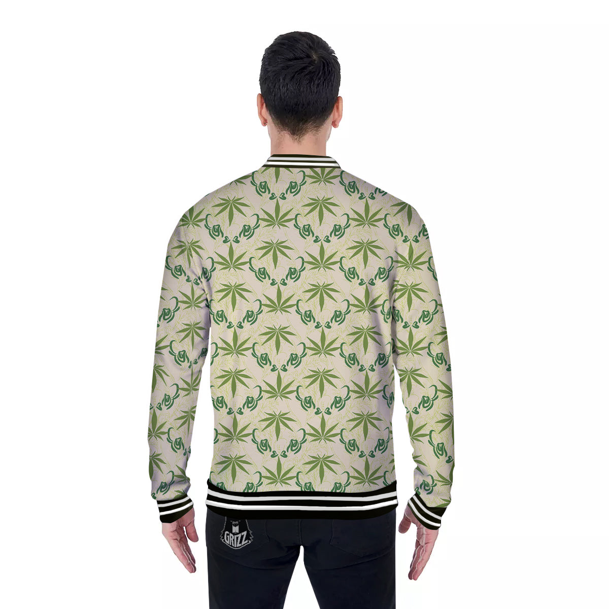 Weed Zigzag Print Pattern Baseball Jacket-grizzshop