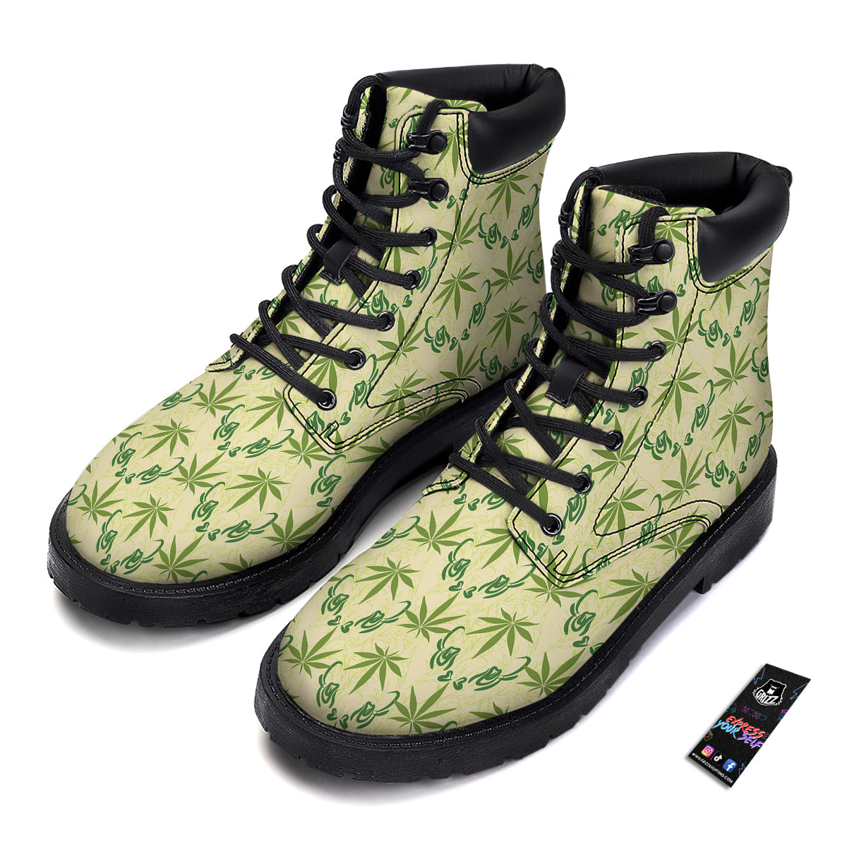 Weed Zigzag Print Pattern Boots-grizzshop