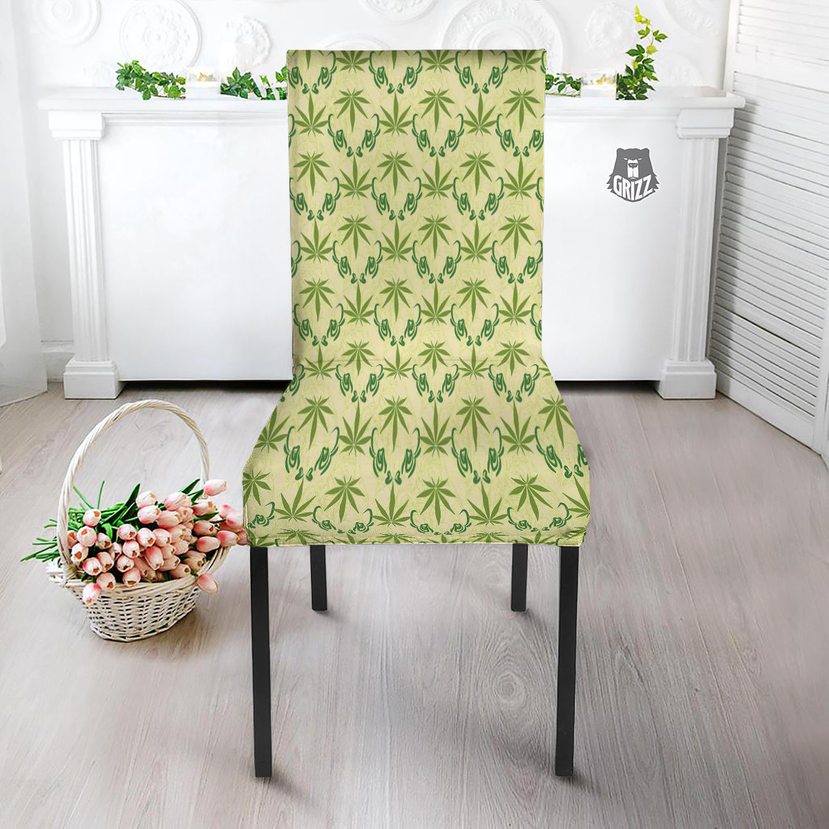 Weed Zigzag Print Pattern Dining Chair Slipcover-grizzshop