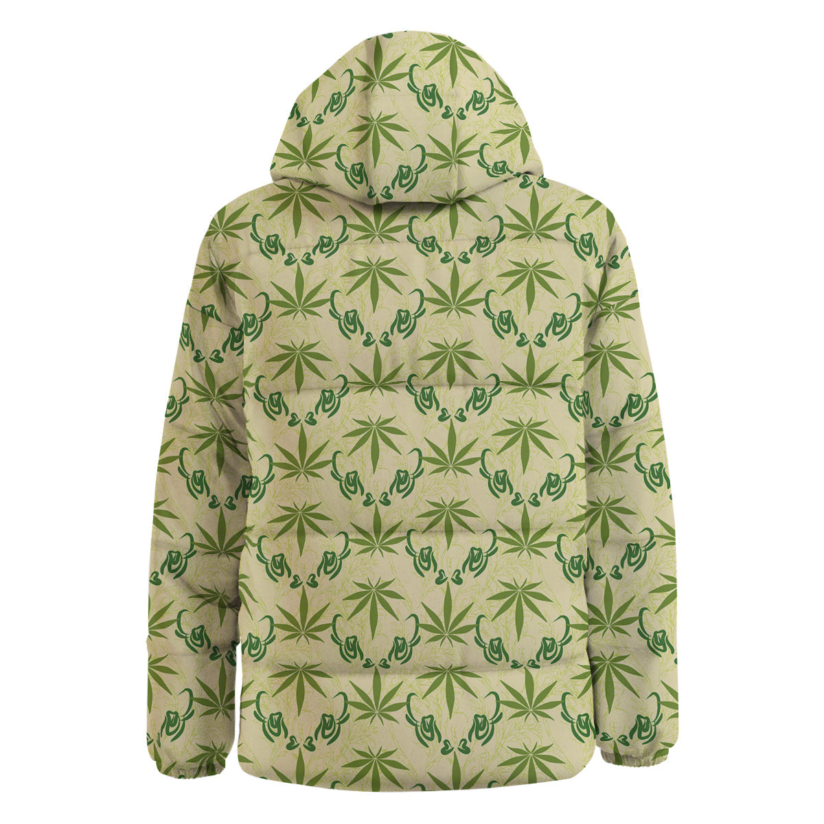 Weed Zigzag Print Pattern Down Jacket-grizzshop