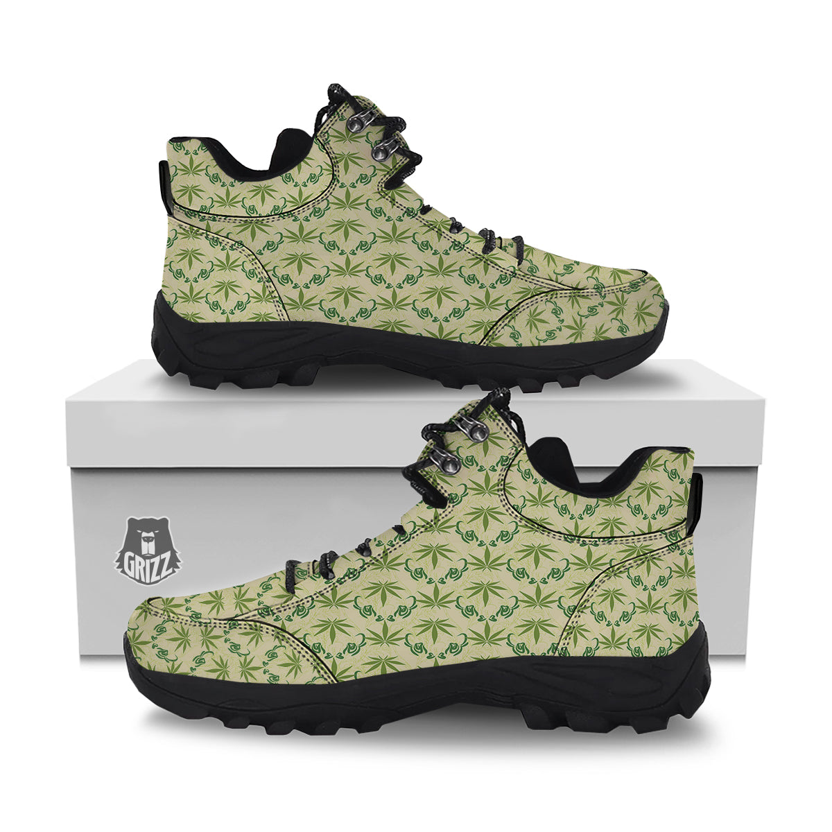 Weed Zigzag Print Pattern Hiking Shoes-grizzshop