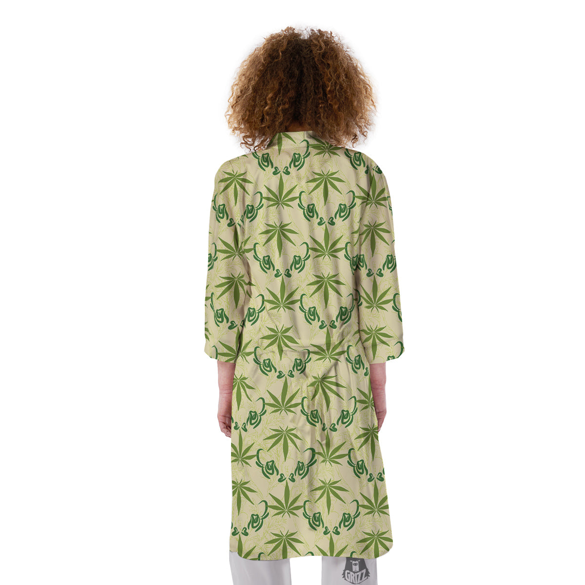 Weed Zigzag Print Pattern Kimono-grizzshop