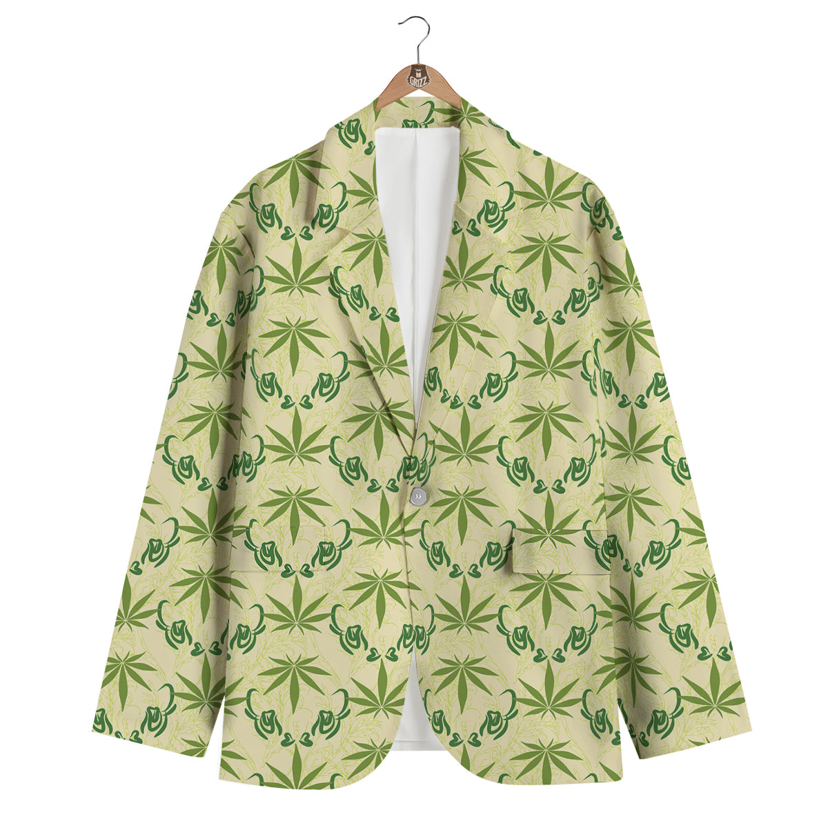 Weed Zigzag Print Pattern Men's Blazer-grizzshop