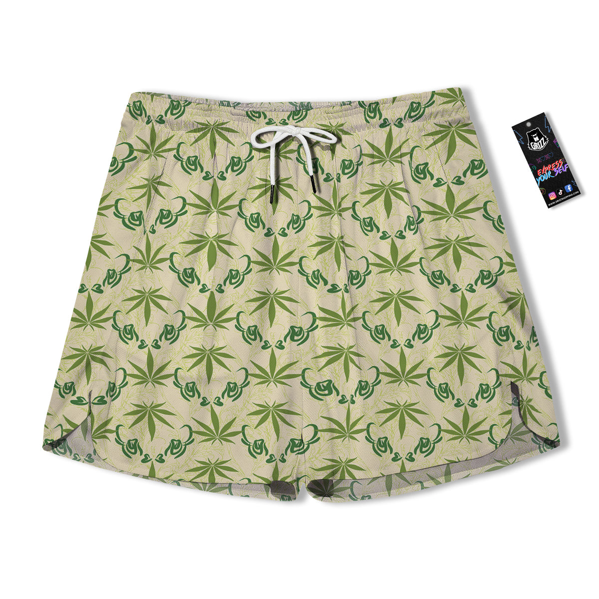 Weed Zigzag Print Pattern Men's Running Shorts-grizzshop