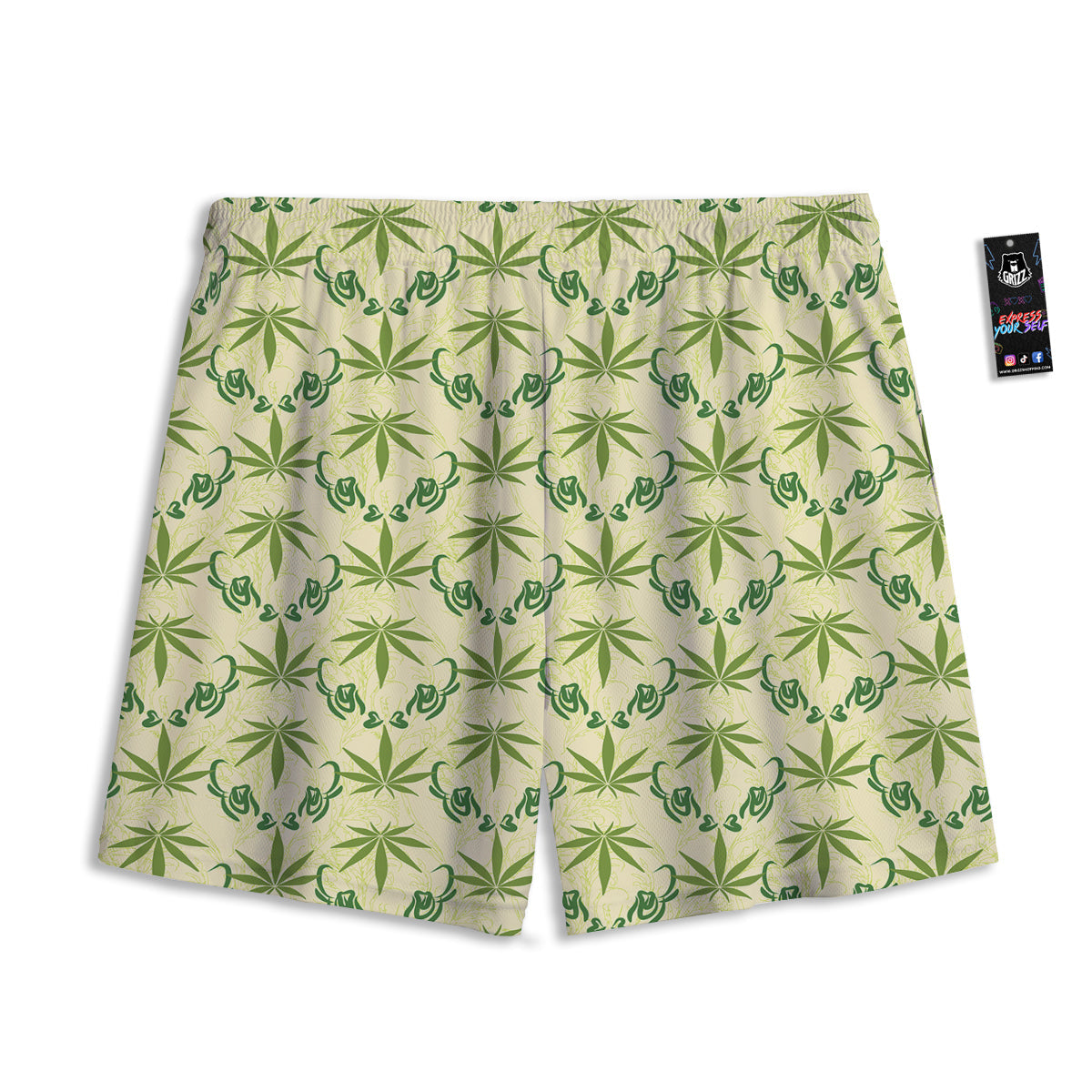 Weed Zigzag Print Pattern Mesh Shorts-grizzshop