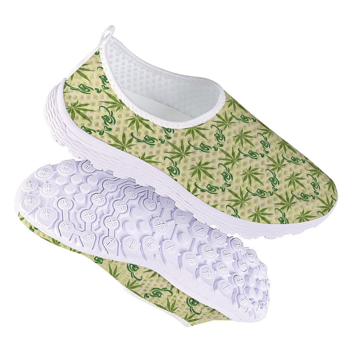 Weed Zigzag Print Pattern Nurse Shoes-grizzshop