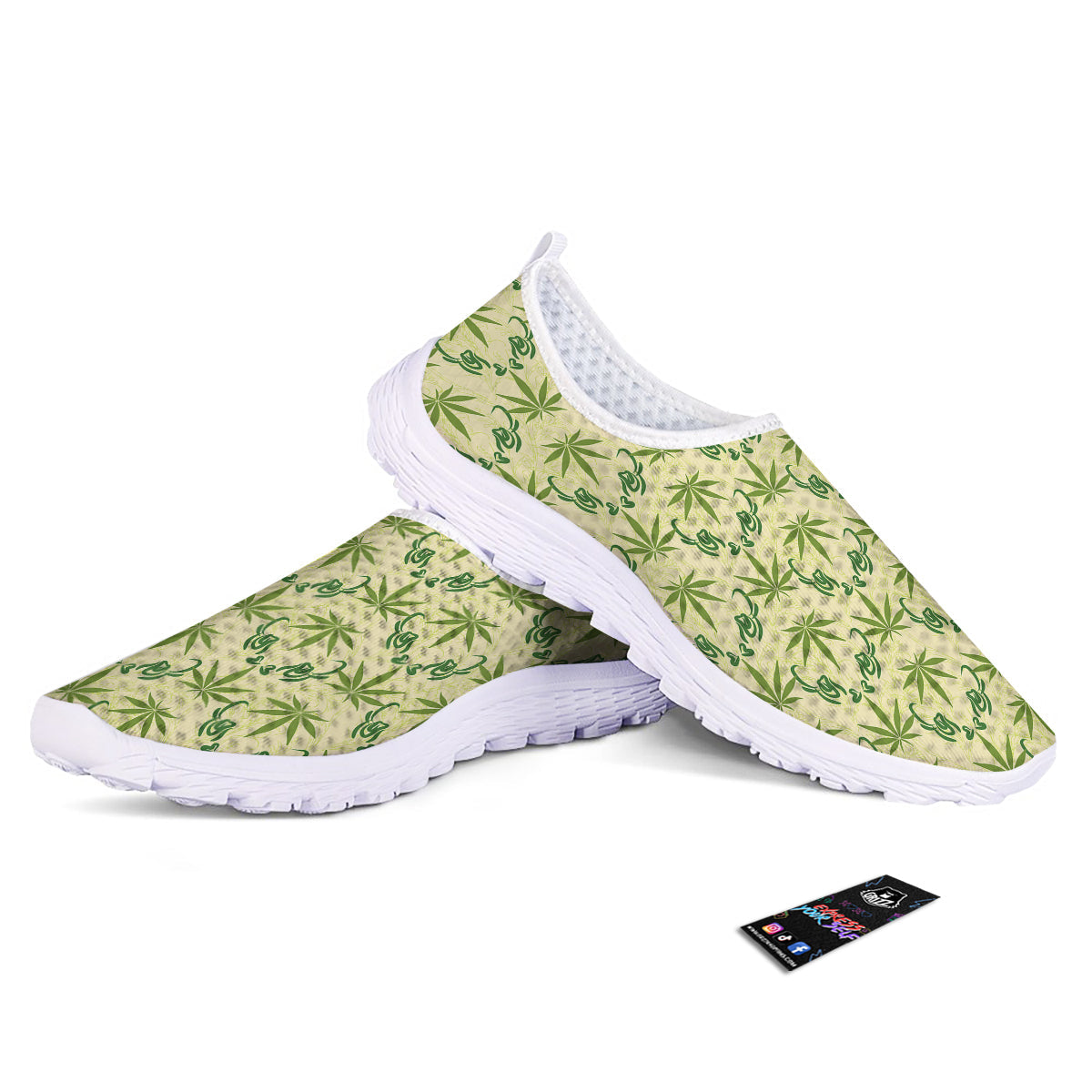 Weed Zigzag Print Pattern Nurse Shoes-grizzshop