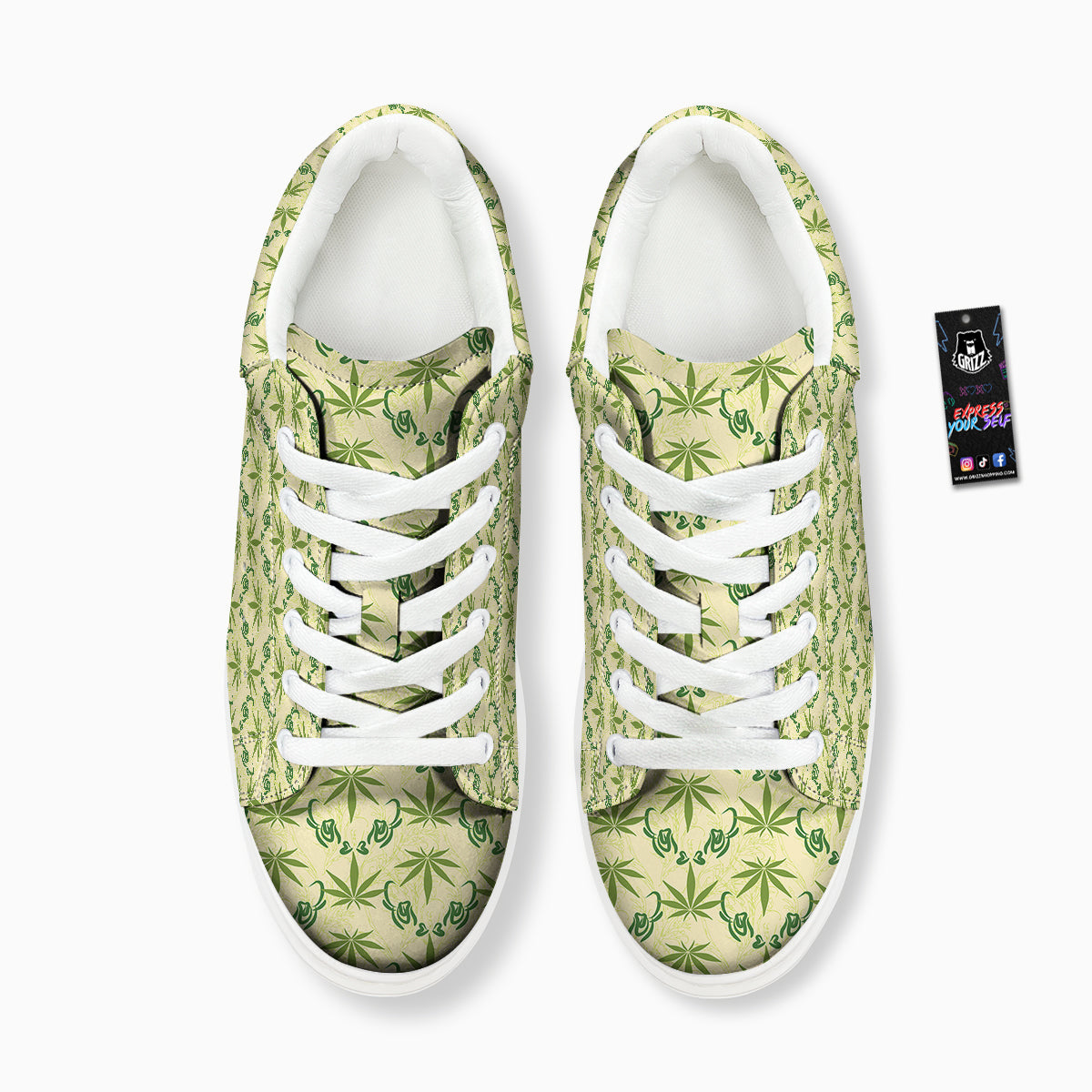 Weed Zigzag Print Pattern Platform Shoes-grizzshop