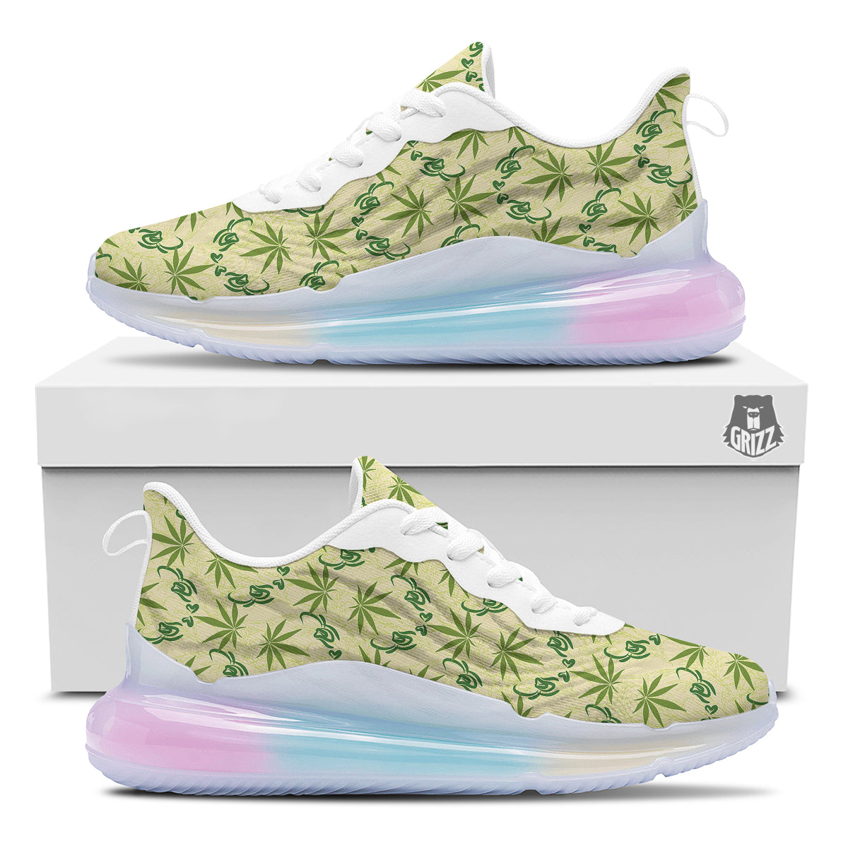 Weed Zigzag Print Pattern Running Sneakers-grizzshop