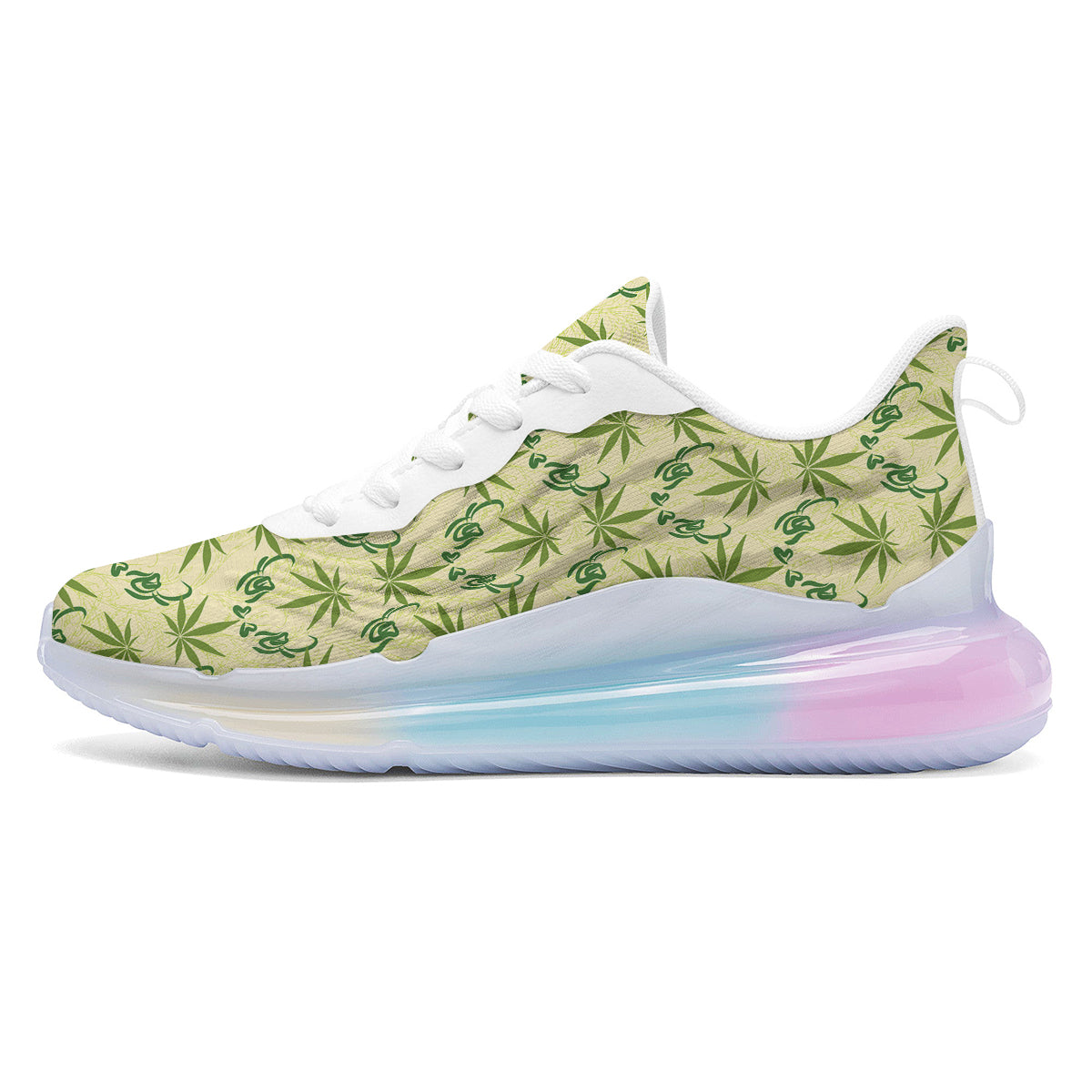Weed Zigzag Print Pattern Running Sneakers-grizzshop