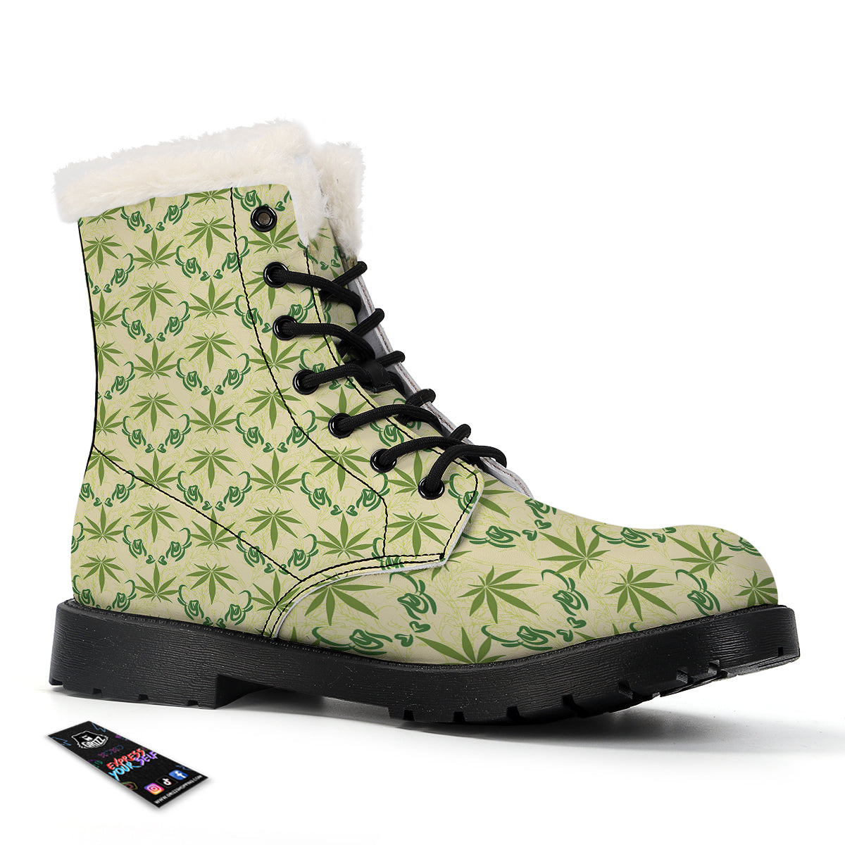 Weed Zigzag Print Pattern Winter Boots-grizzshop