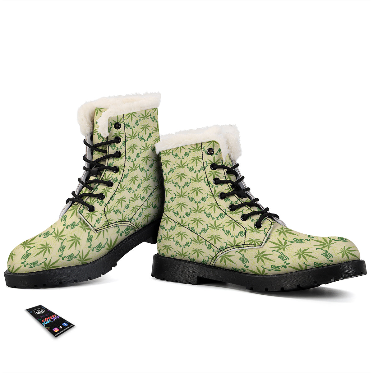 Weed Zigzag Print Pattern Winter Boots-grizzshop