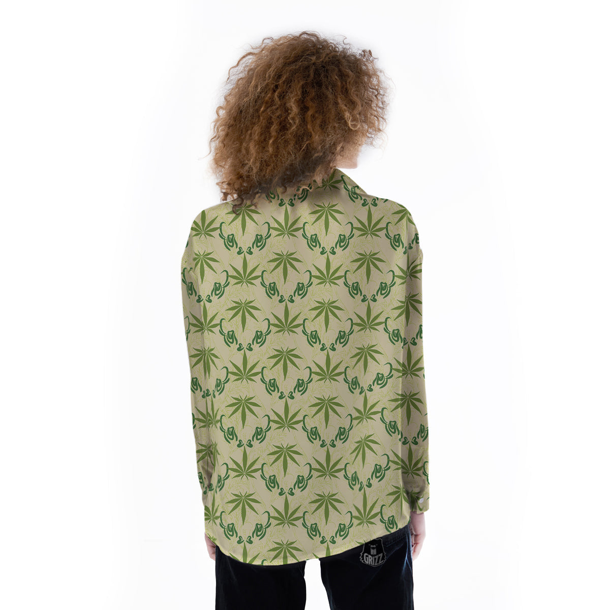 Weed Zigzag Print Pattern Women's Long Sleeve Shirts-grizzshop