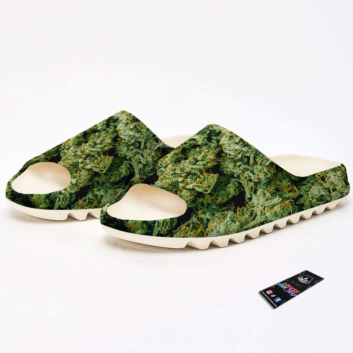 Weed Green Print Sandals-grizzshop