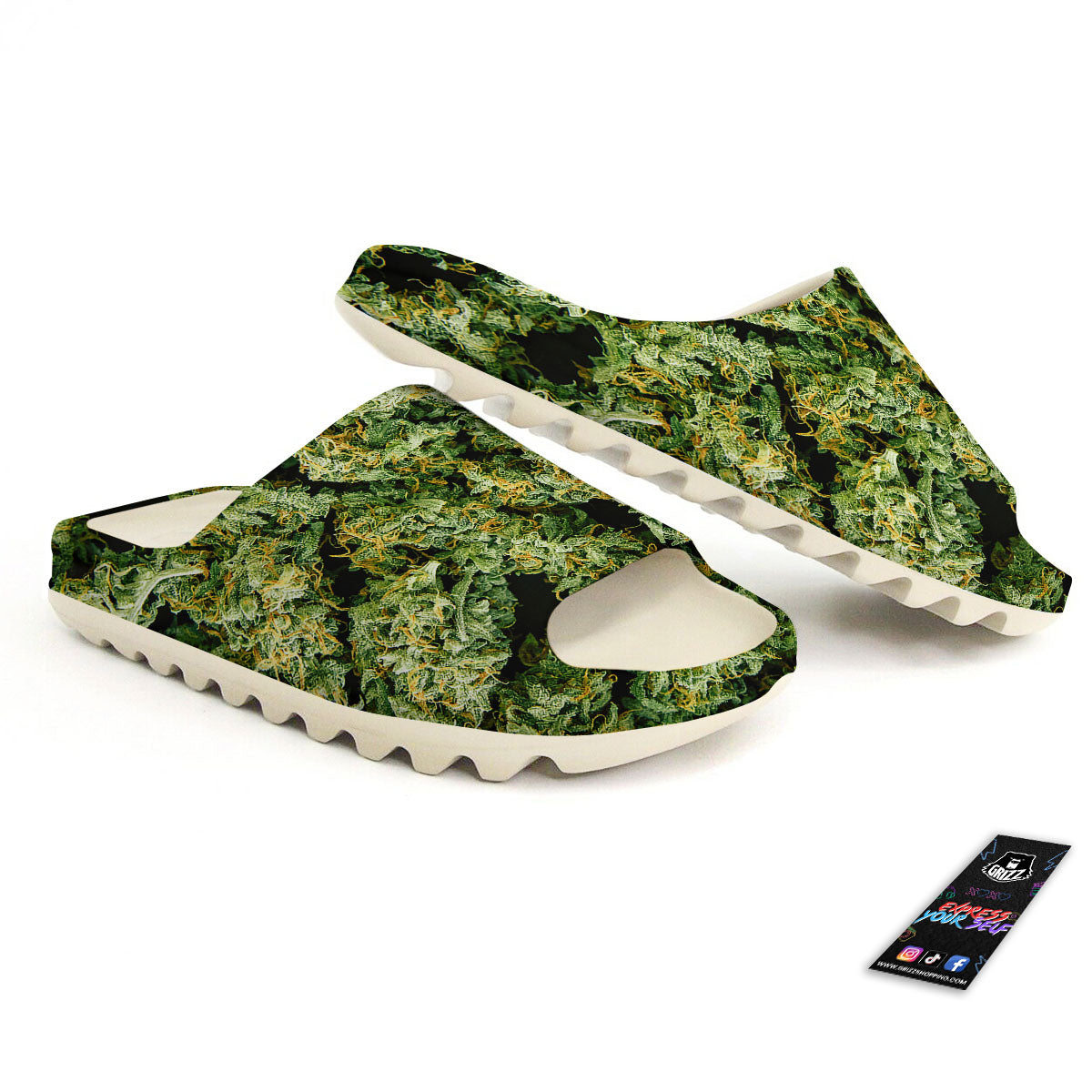 Weed Green Print Sandals-grizzshop
