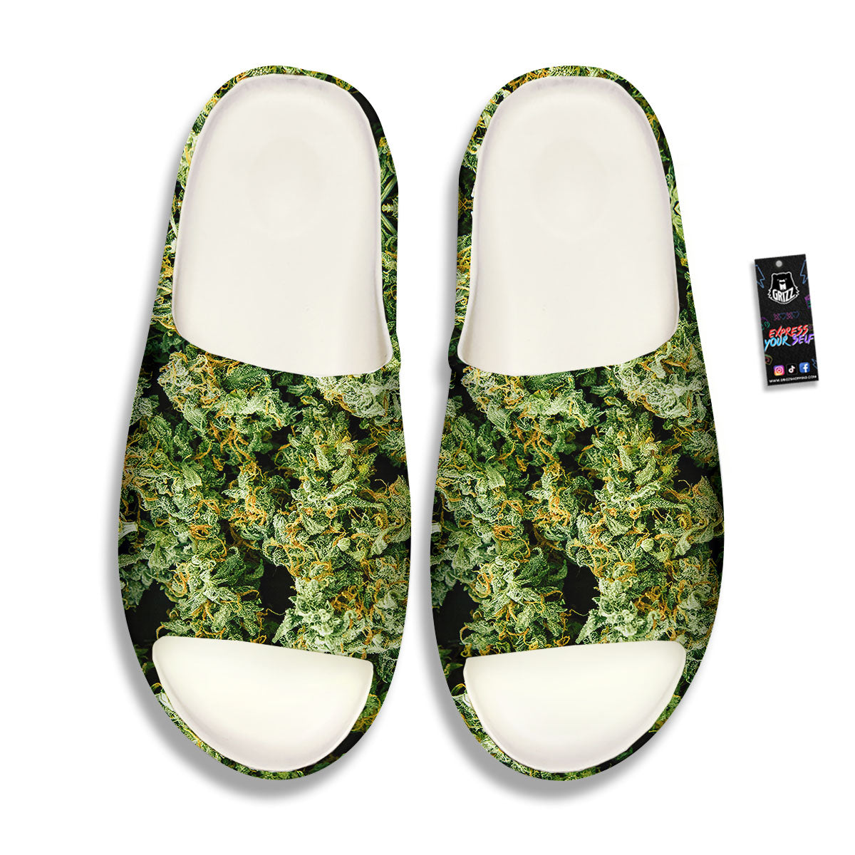 Weed Green Print Sandals-grizzshop