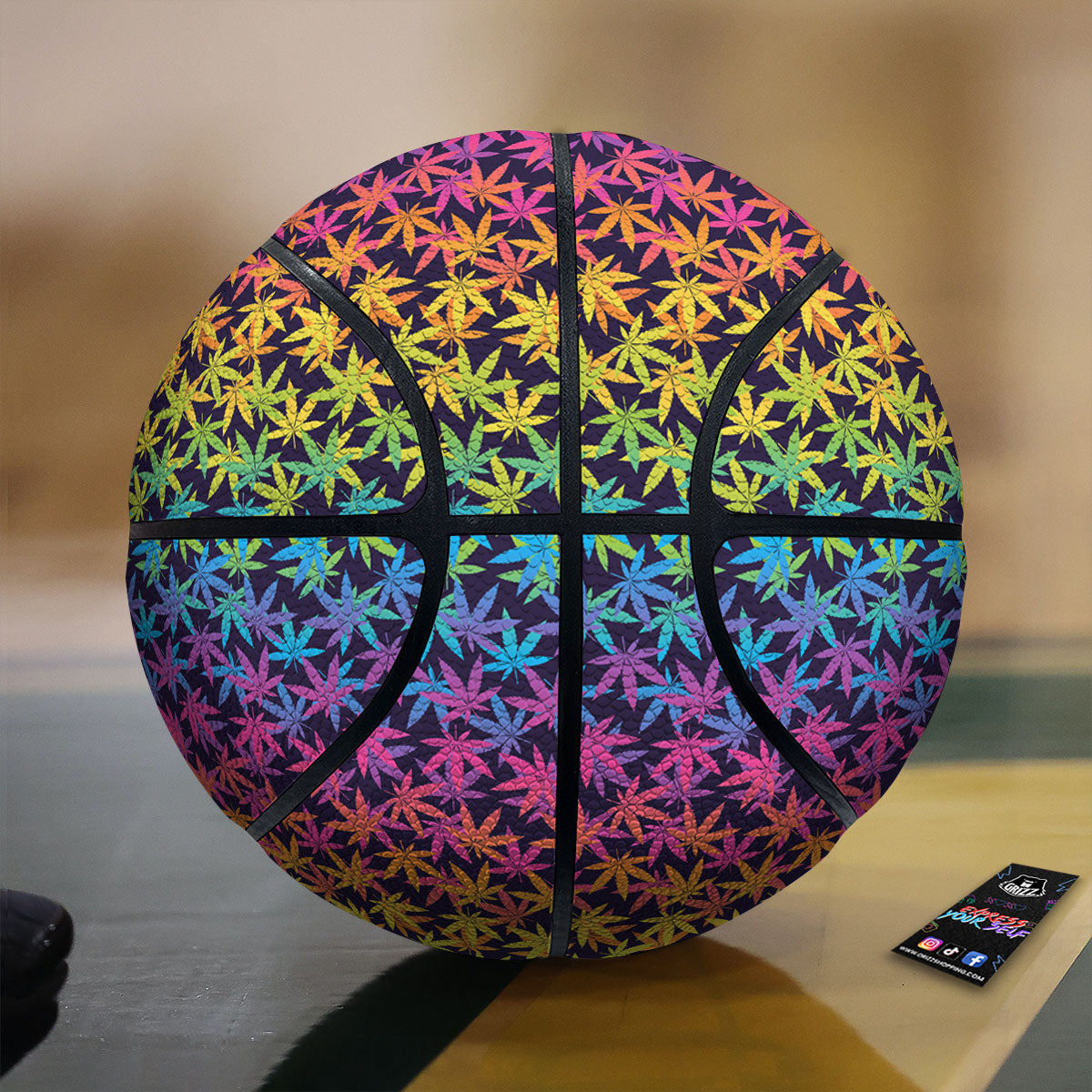 Weed Leaf Colorful Print Pattern Basketball