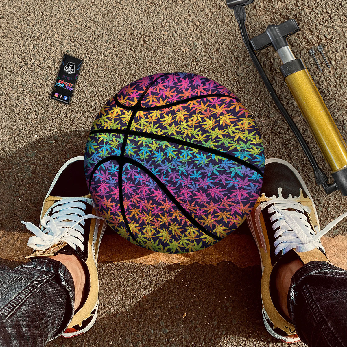 Weed Leaf Colorful Print Pattern Basketball