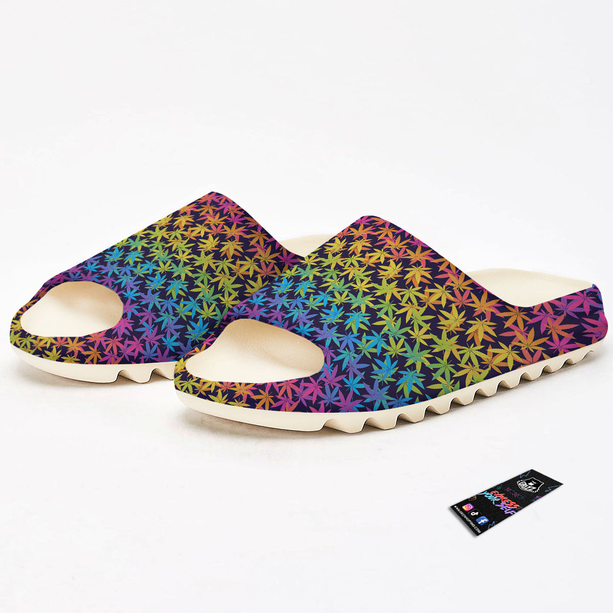 Weed Leaf Colorful Print Pattern Sandals-grizzshop