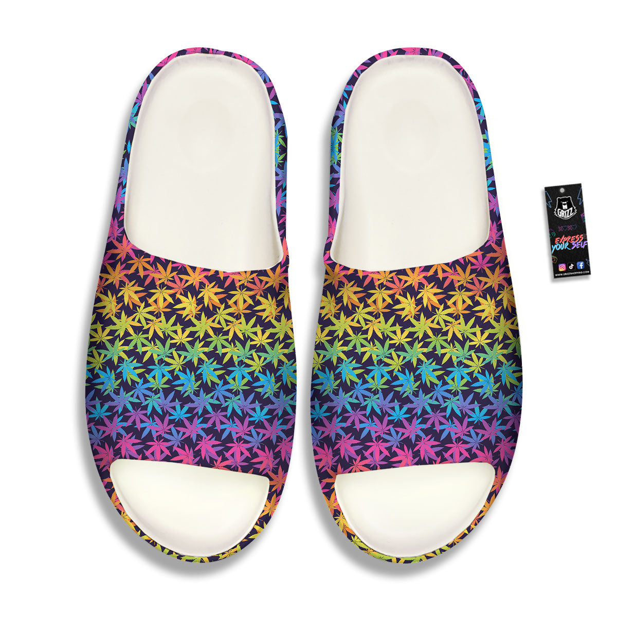 Weed Leaf Colorful Print Pattern Sandals-grizzshop