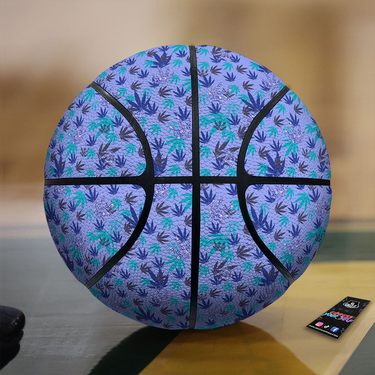 Weed Leaf Purple Print Pattern Basketball