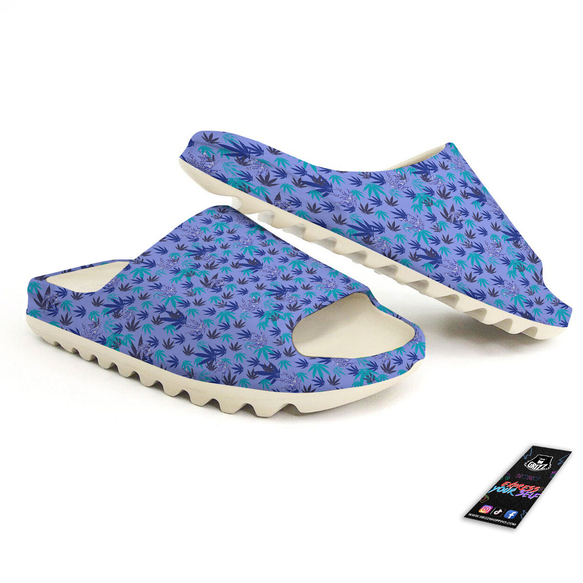Weed Leaf Purple Print Pattern Sandals-grizzshop