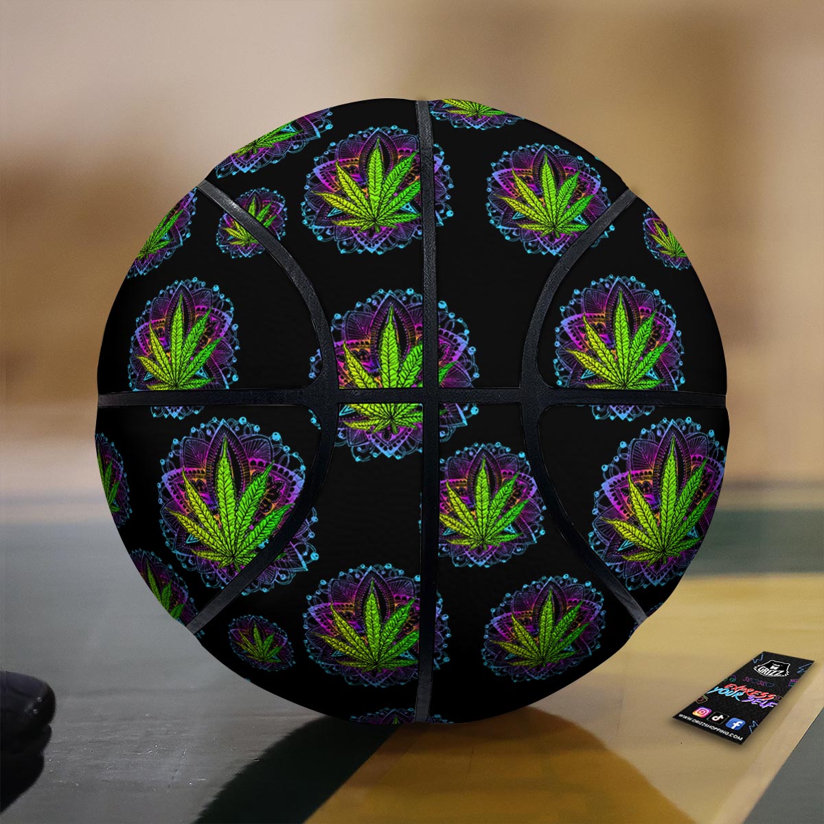 Weed Leaf Trippy Print Pattern Basketball
