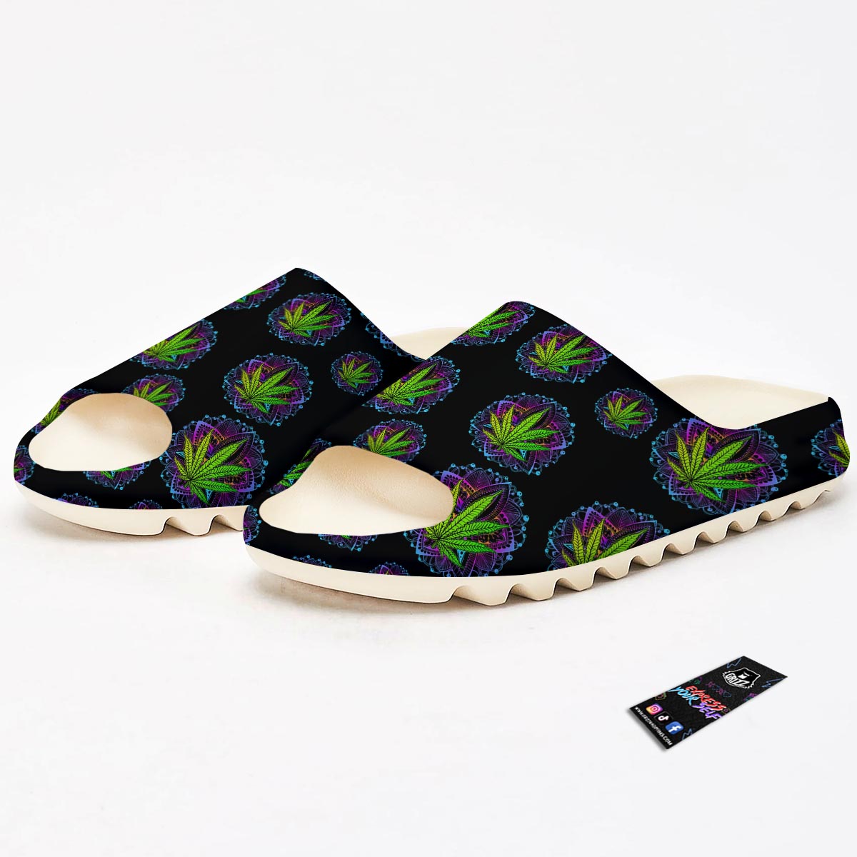 Weed Leaf Trippy Print Pattern Sandals-grizzshop