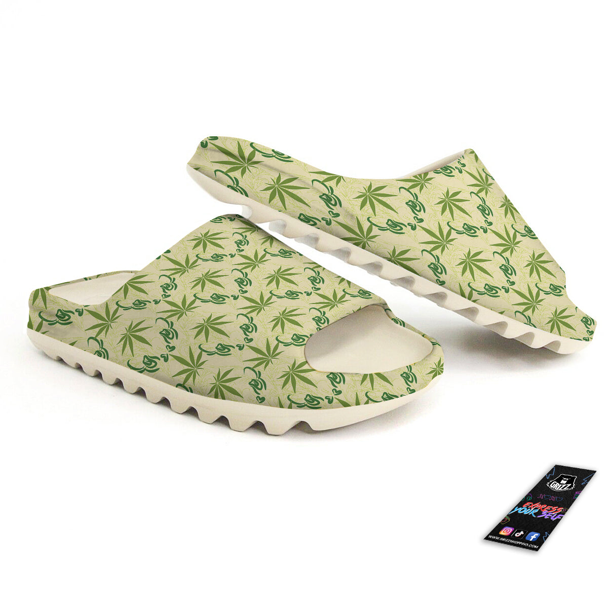 Weed Zigzag Print Pattern Sandals-grizzshop