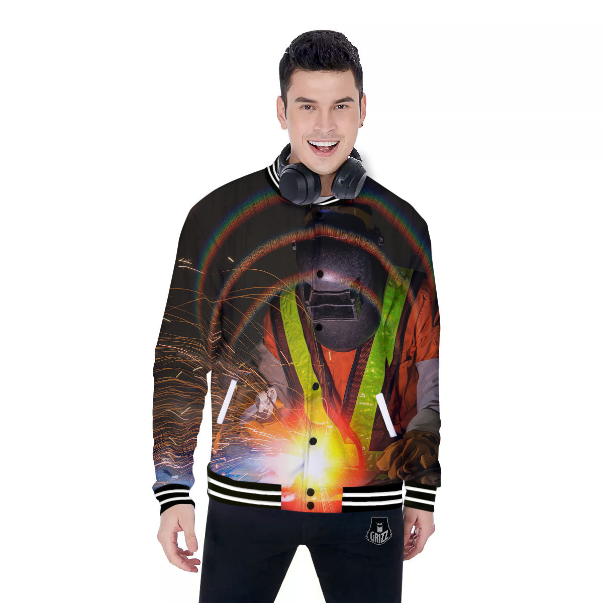 Welder Industrial Print Baseball Jacket-grizzshop