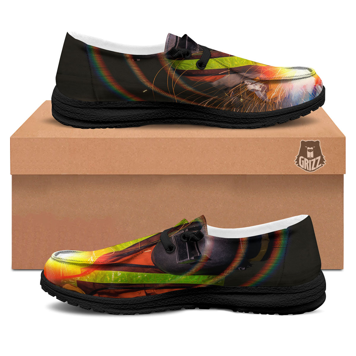 Welder Industrial Print Black Loafers-grizzshop