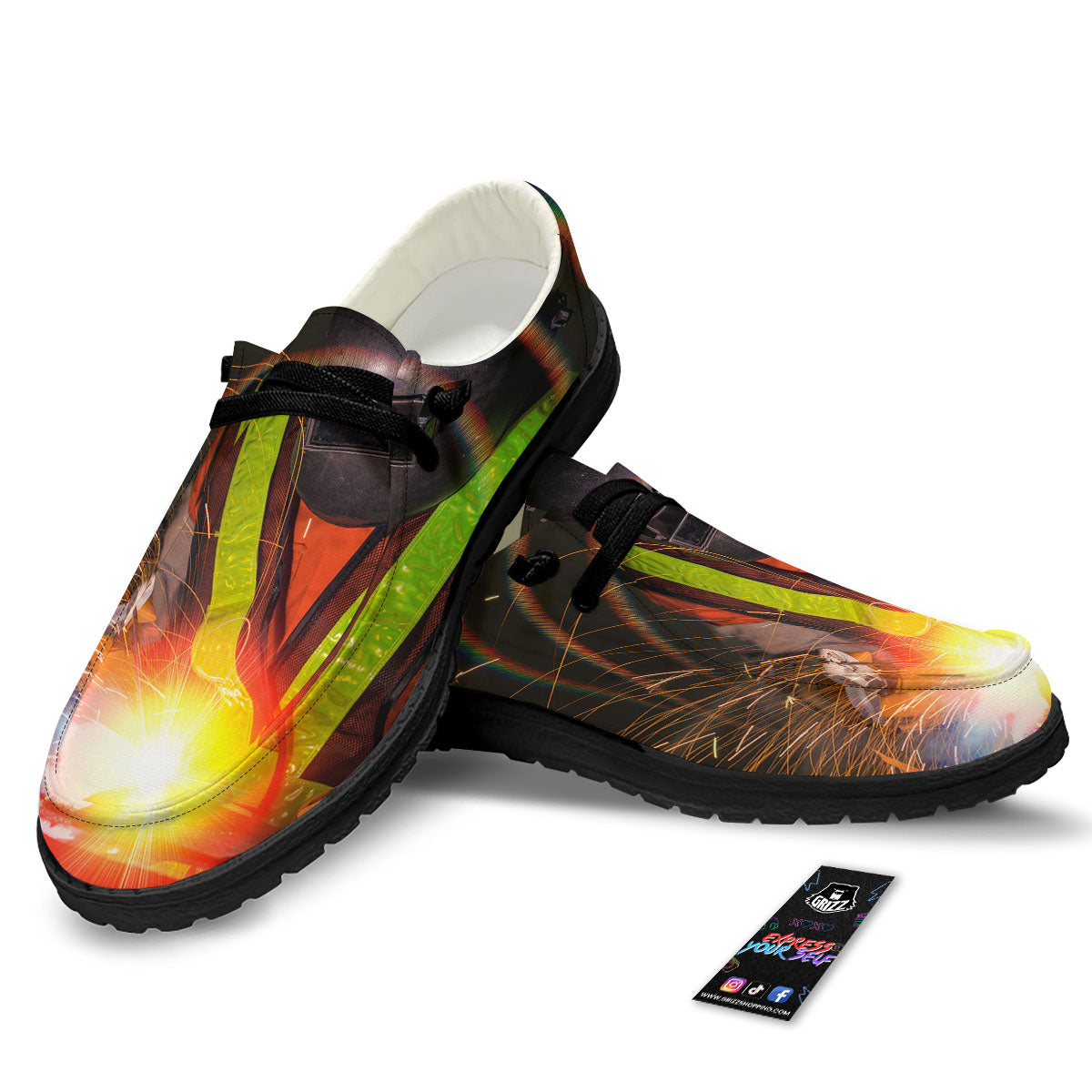 Welder Industrial Print Black Loafers-grizzshop