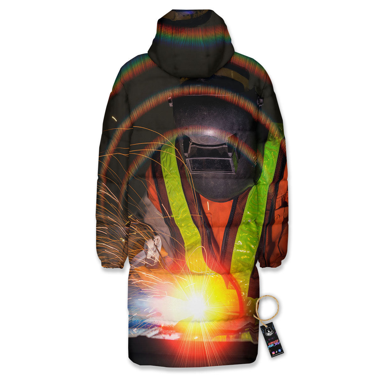 Welder Industrial Print Long Down Jacket-grizzshop