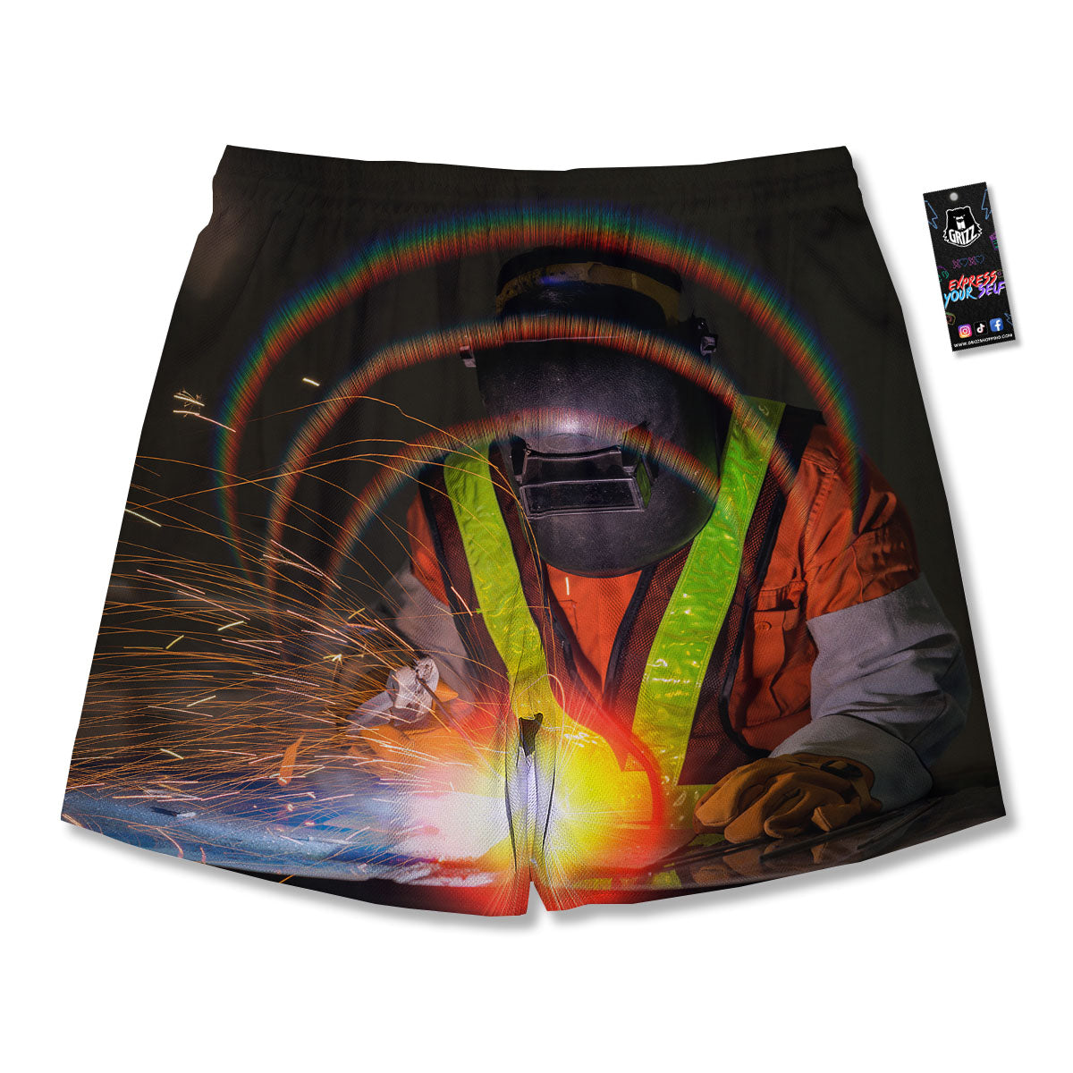 Welder Industrial Print Men's Running Shorts-grizzshop