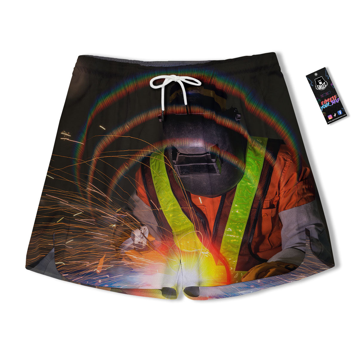 Welder Industrial Print Men's Running Shorts-grizzshop