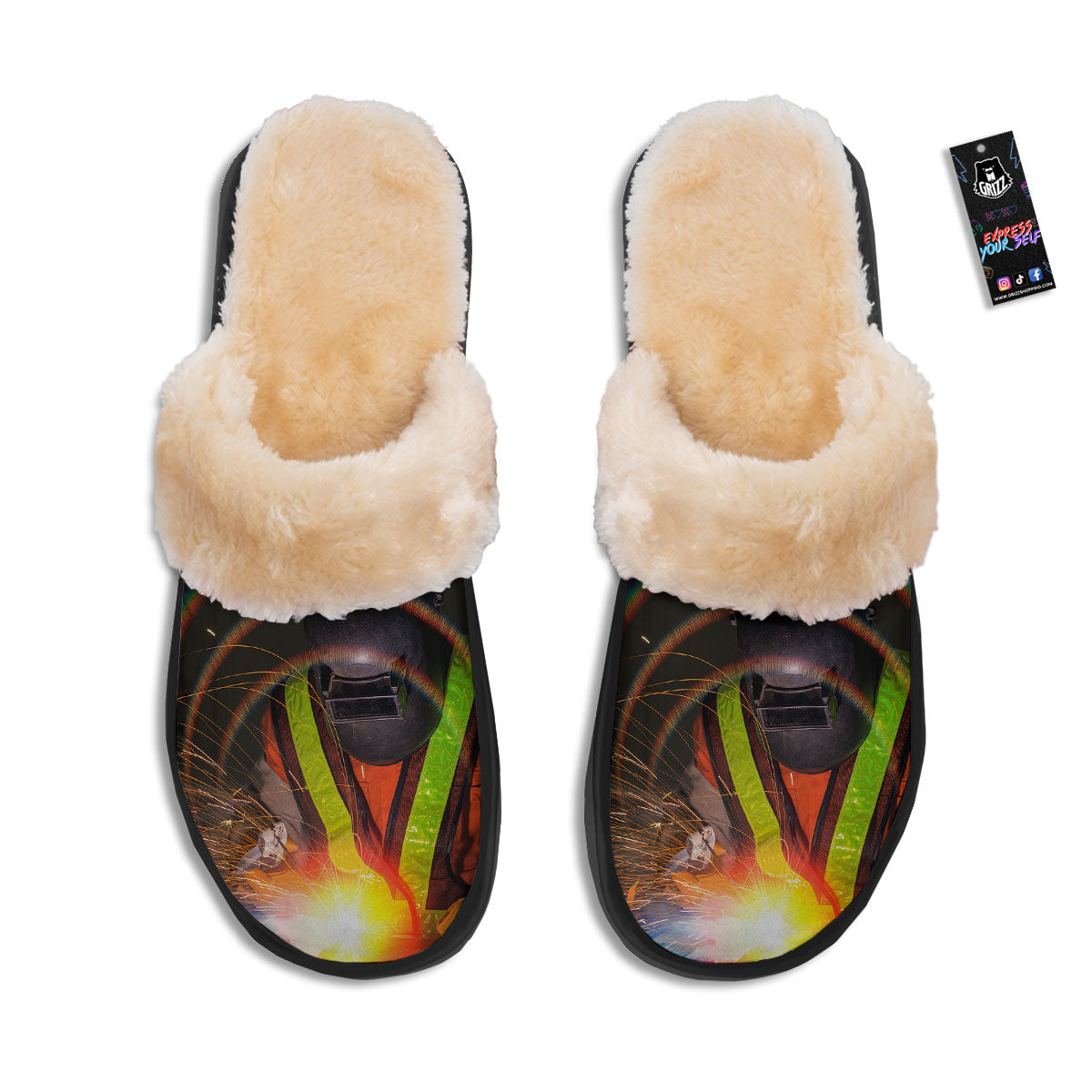 Welder Industrial Print Slippers-grizzshop
